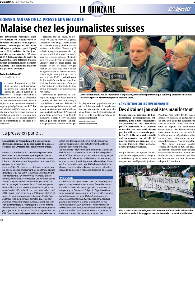 L&#39;Objectif du 5 avril 2013